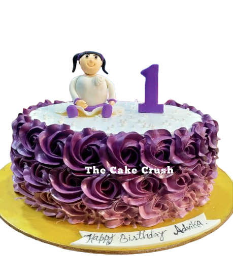 First Year Purple Doll Blossom Birthday Cake